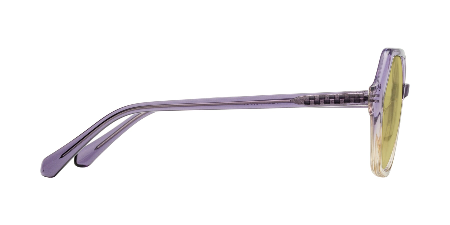 Side of McFadden in Clear Purple/Champagne with Medium Champagne Tinted Lenses