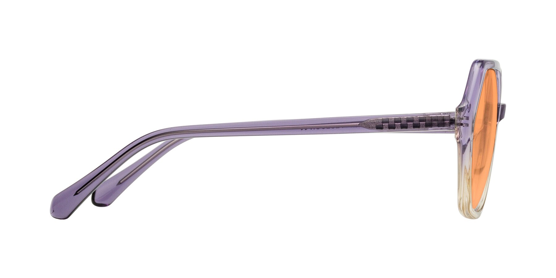 Side of McFadden in Clear Purple/Champagne with Medium Orange Tinted Lenses