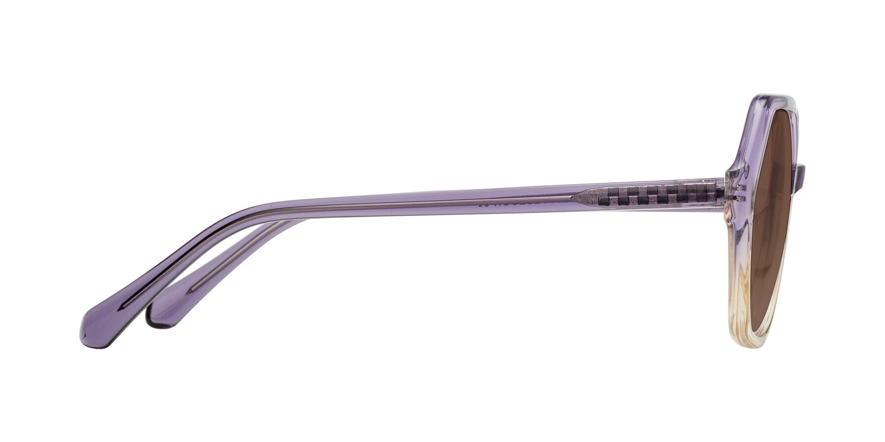 Side of McFadden in Clear Purple/Champagne with Brown Tinted Lenses
