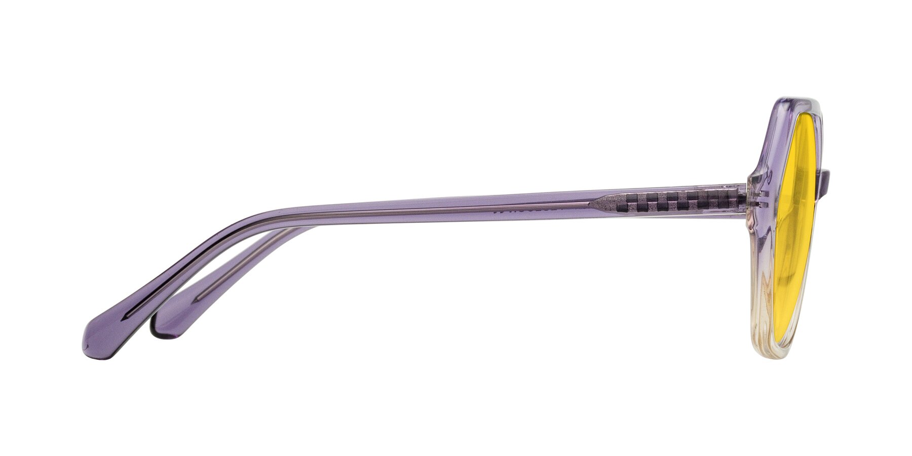 Side of McFadden in Clear Purple/Champagne with Yellow Tinted Lenses