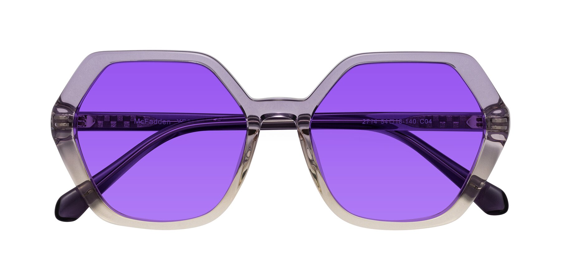 Folded Front of McFadden in Clear Purple/Champagne with Purple Tinted Lenses