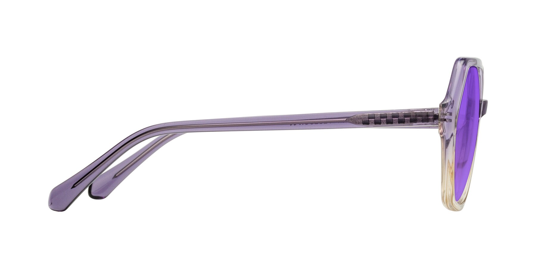 Side of McFadden in Clear Purple/Champagne with Purple Tinted Lenses