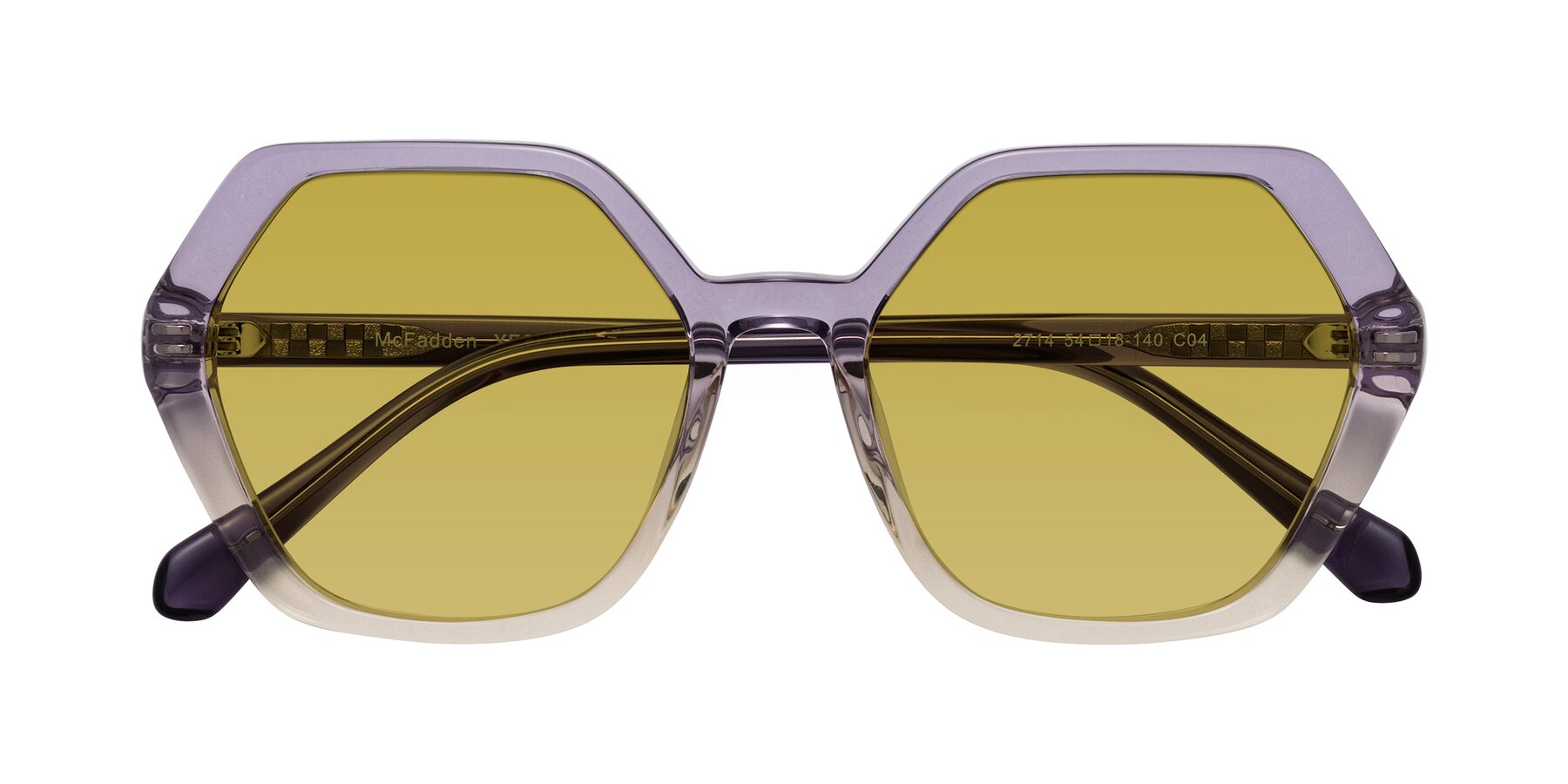 Folded Front of McFadden in Clear Purple/Champagne with Champagne Tinted Lenses