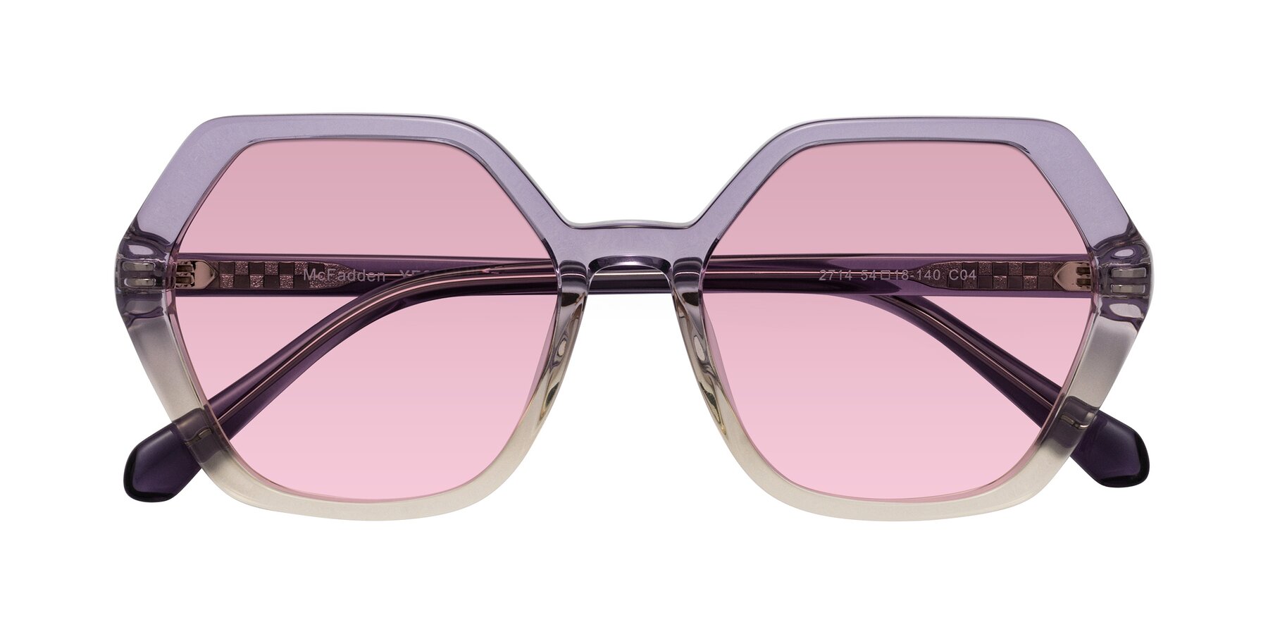 Folded Front of McFadden in Clear Purple/Champagne with Light Wine Tinted Lenses