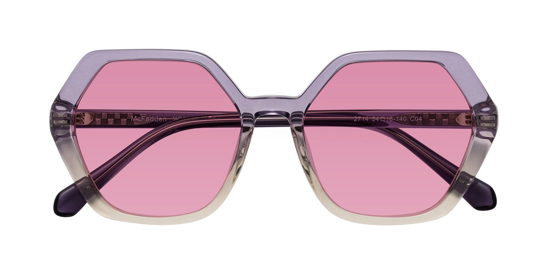 Folded Front of McFadden in Clear Purple/Champagne with Medium Wine Tinted Lenses