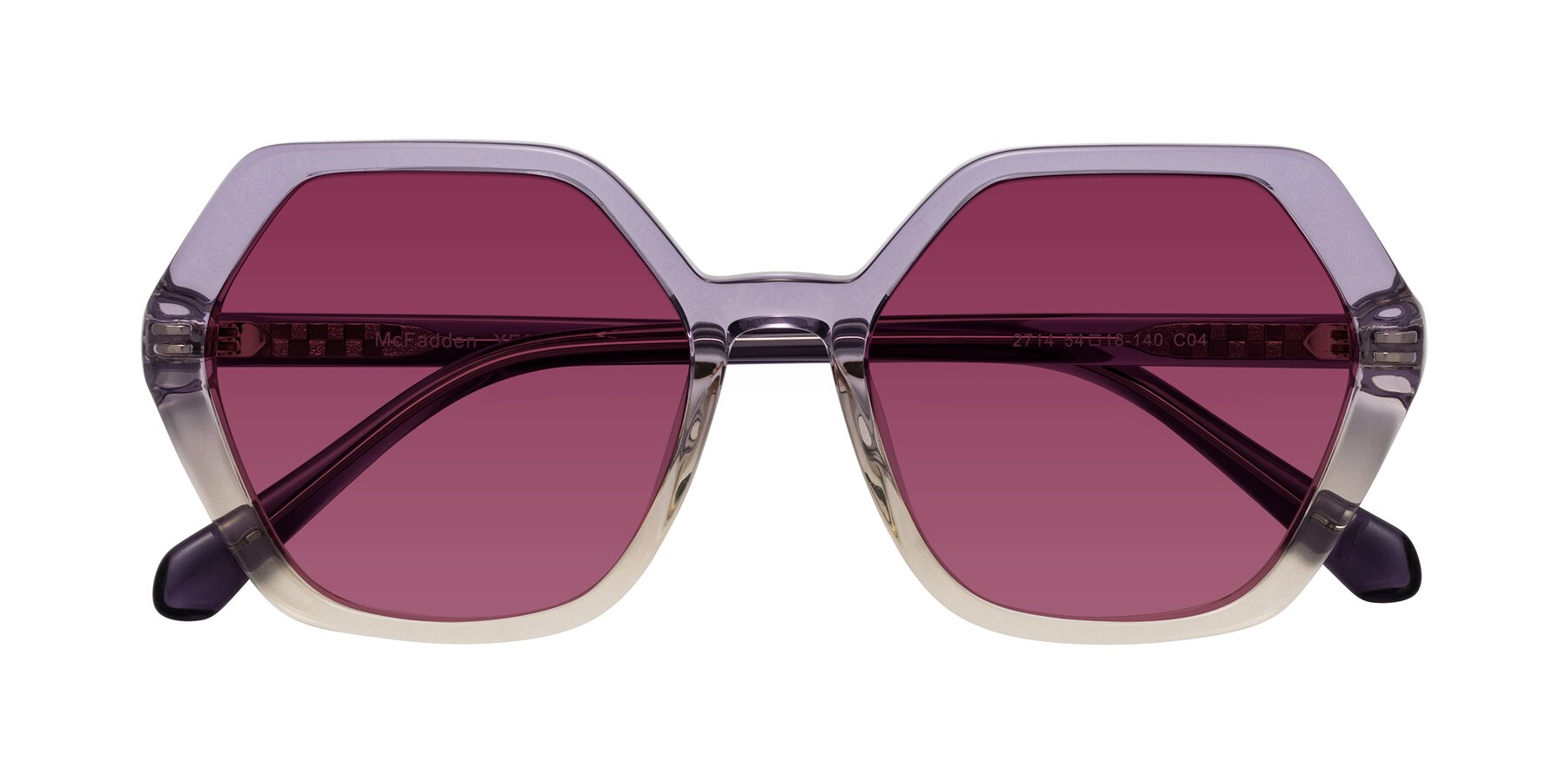Folded Front of McFadden in Clear Purple/Champagne with Wine Tinted Lenses