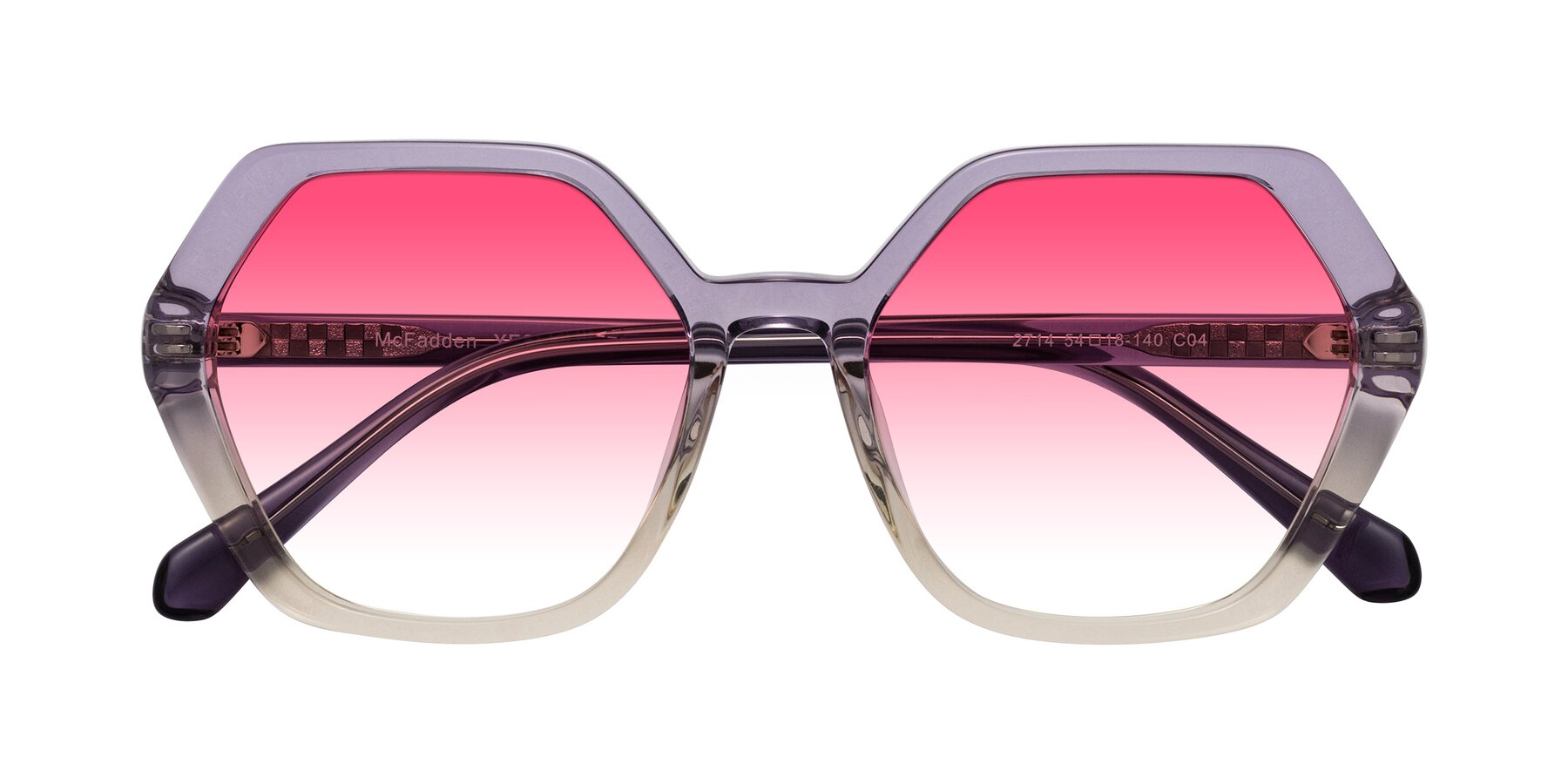 Folded Front of McFadden in Clear Purple/Champagne with Pink Gradient Lenses