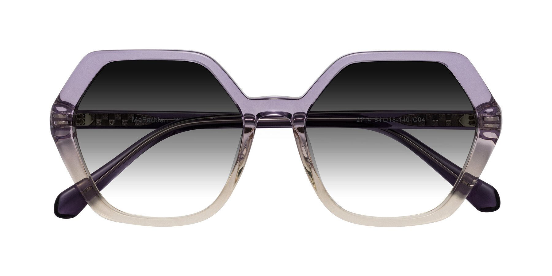 Folded Front of McFadden in Clear Purple/Champagne with Gray Gradient Lenses