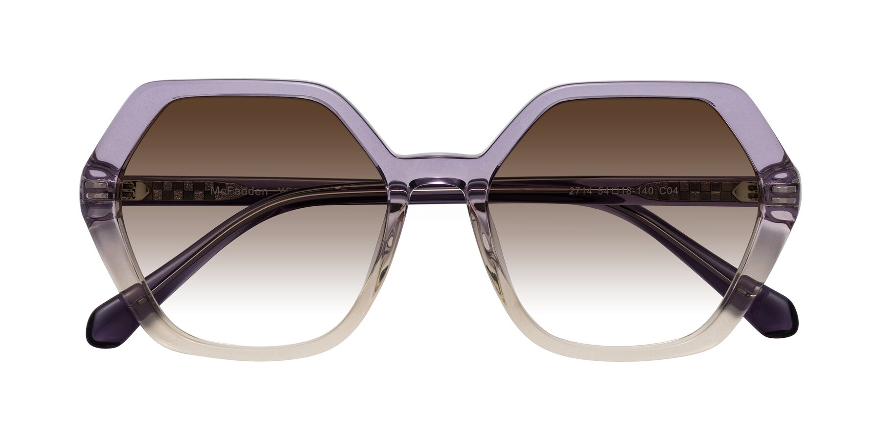 Folded Front of McFadden in Clear Purple/Champagne with Brown Gradient Lenses