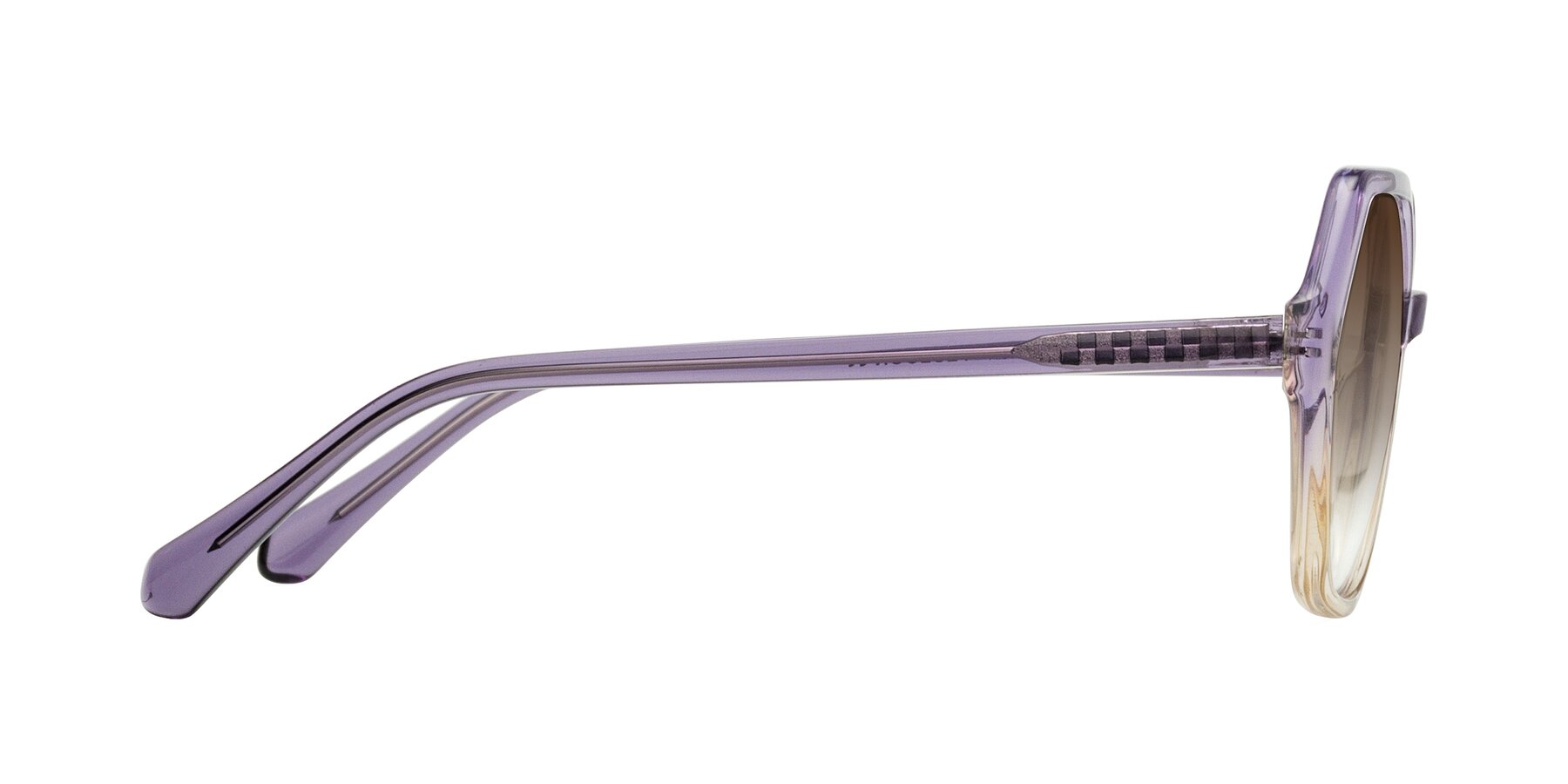 Side of McFadden in Clear Purple/Champagne with Brown Gradient Lenses