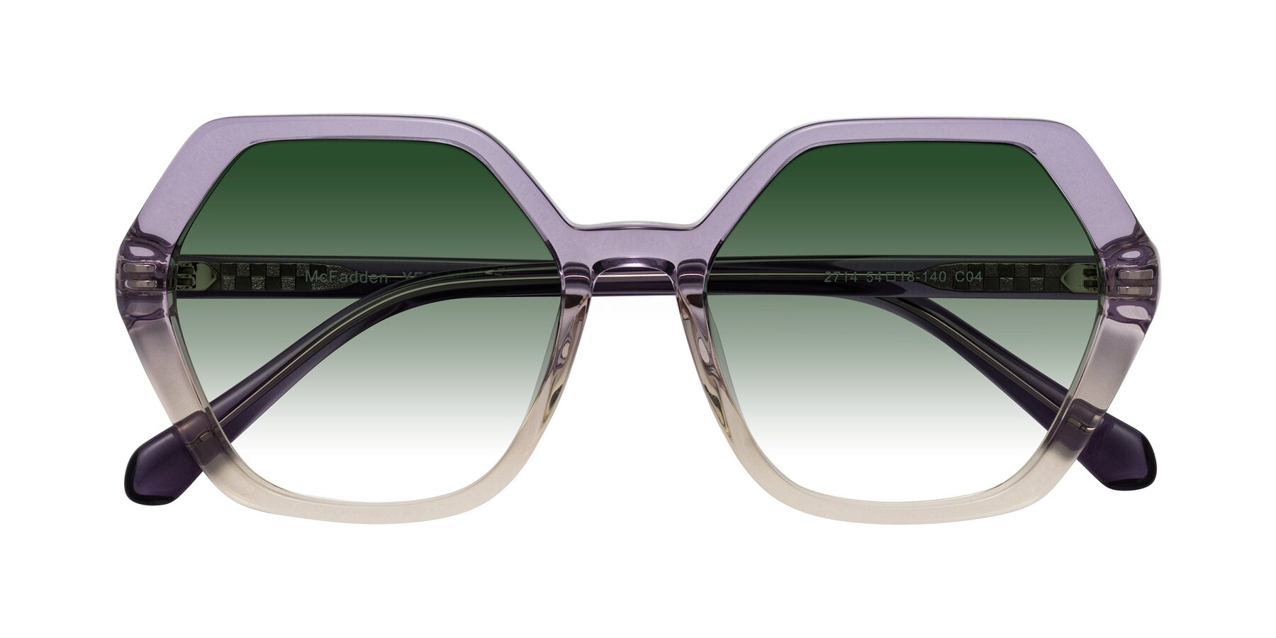 Folded Front of McFadden in Clear Purple/Champagne with Green Gradient Lenses