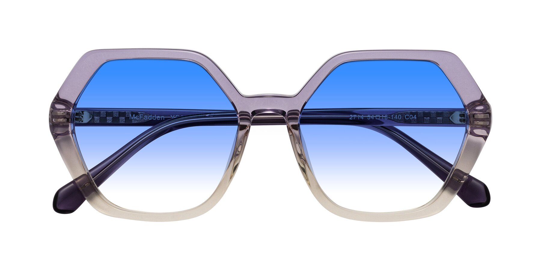 Folded Front of McFadden in Clear Purple/Champagne with Blue Gradient Lenses