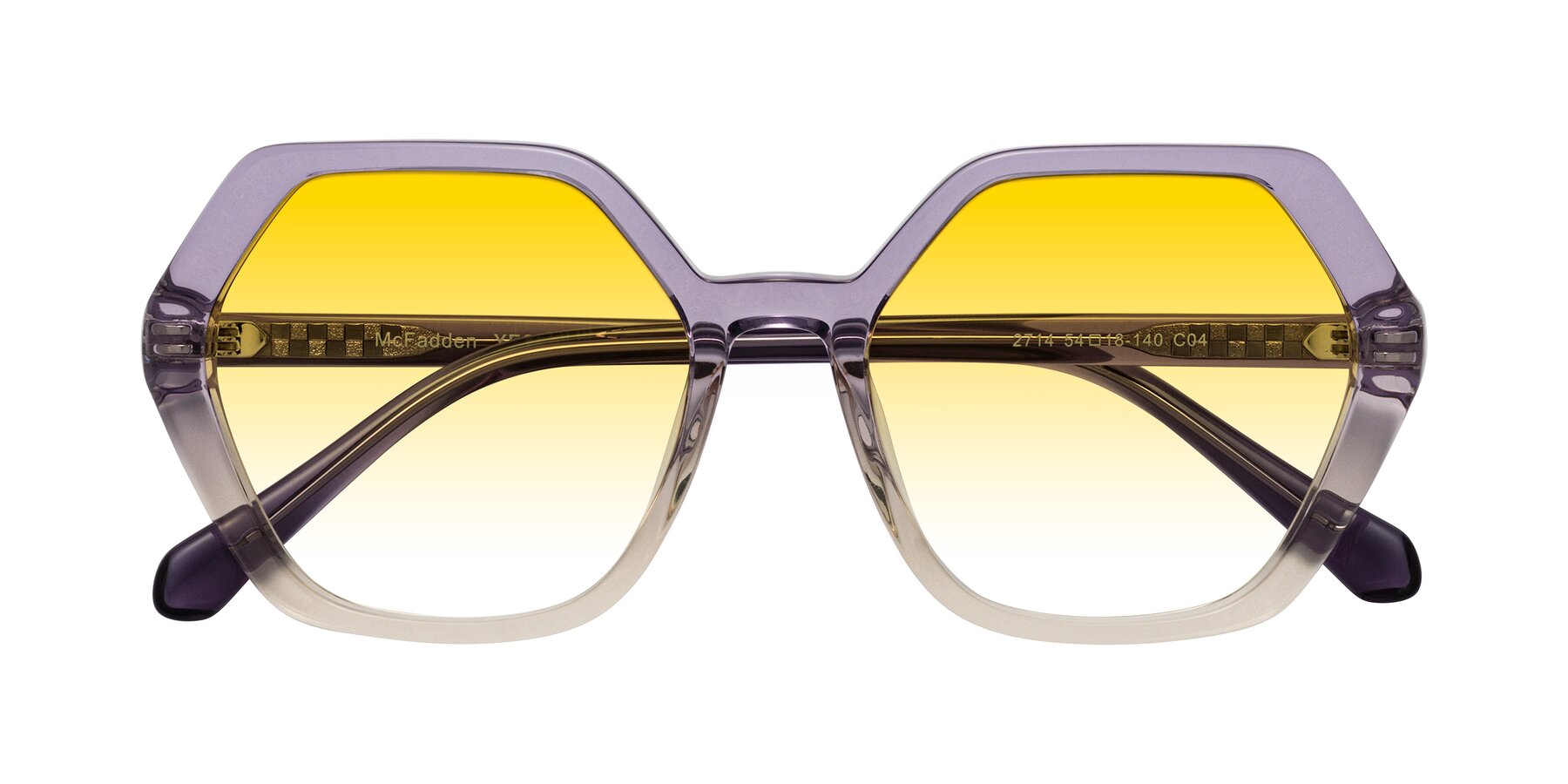 Folded Front of McFadden in Clear Purple/Champagne with Yellow Gradient Lenses