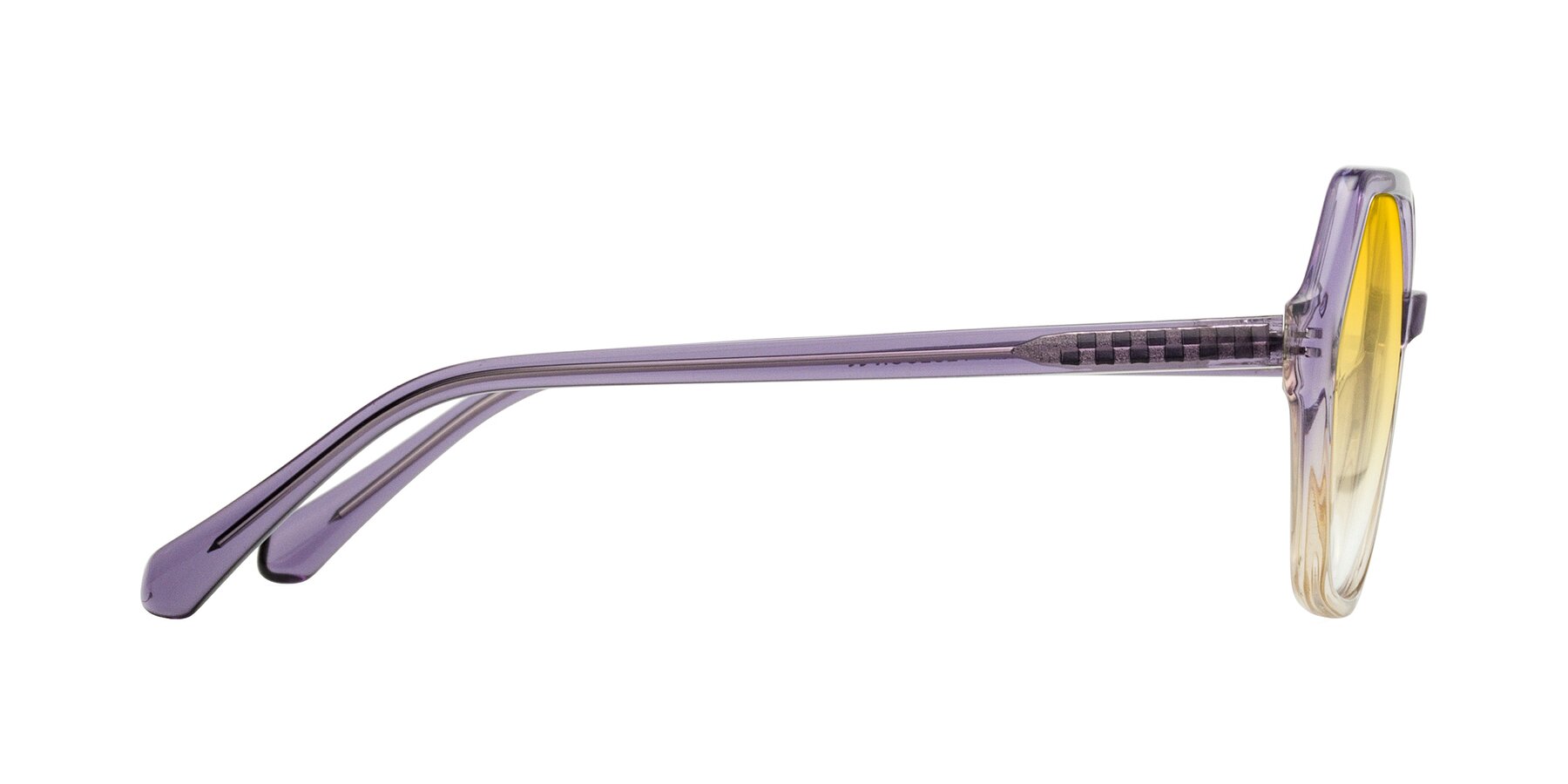 Side of McFadden in Clear Purple/Champagne with Yellow Gradient Lenses