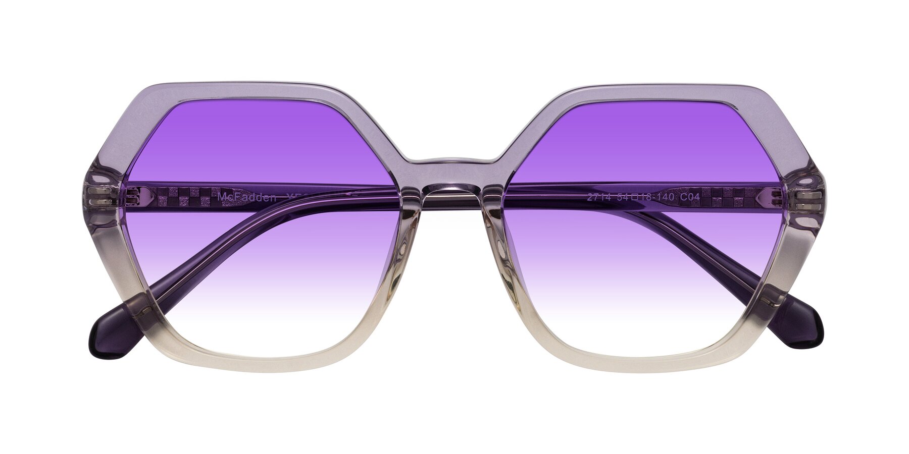 Folded Front of McFadden in Clear Purple/Champagne with Purple Gradient Lenses