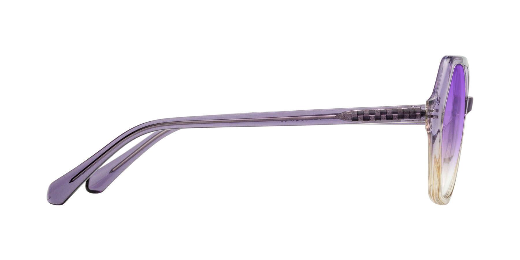 Side of McFadden in Clear Purple/Champagne with Purple Gradient Lenses