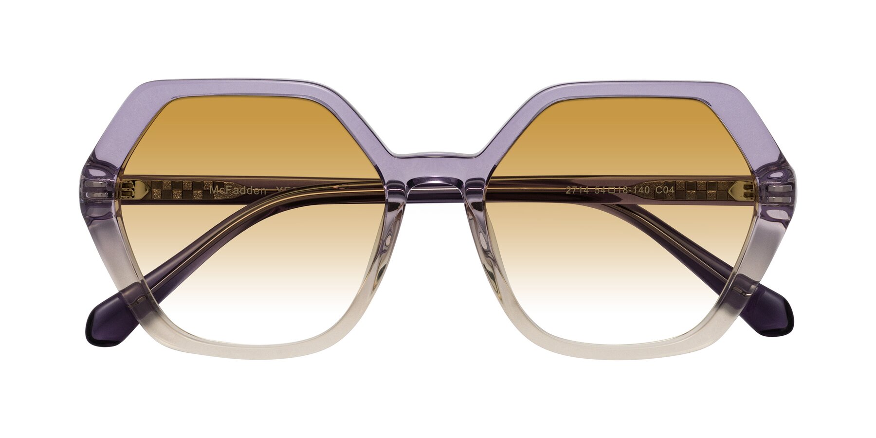 Folded Front of McFadden in Clear Purple/Champagne with Champagne Gradient Lenses