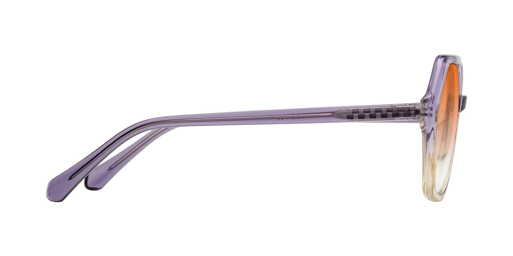 Side of McFadden in Clear Purple/Champagne with Orange Gradient Lenses