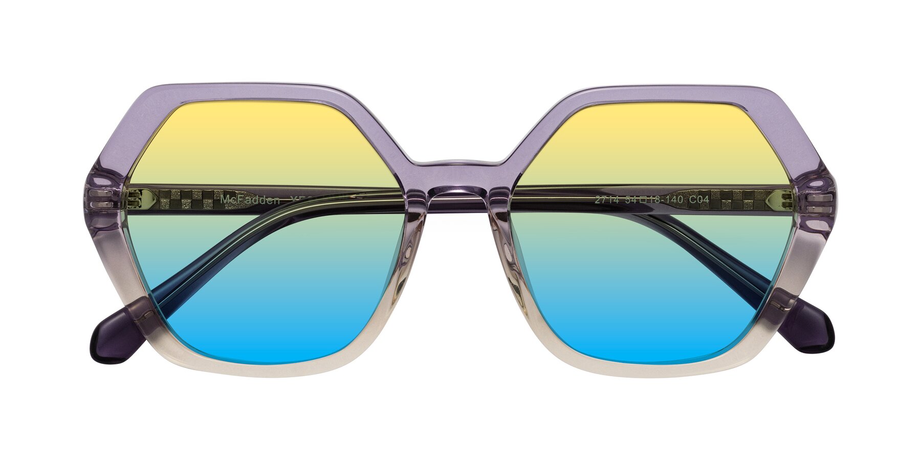 Folded Front of McFadden in Clear Purple/Champagne with Yellow / Blue Gradient Lenses
