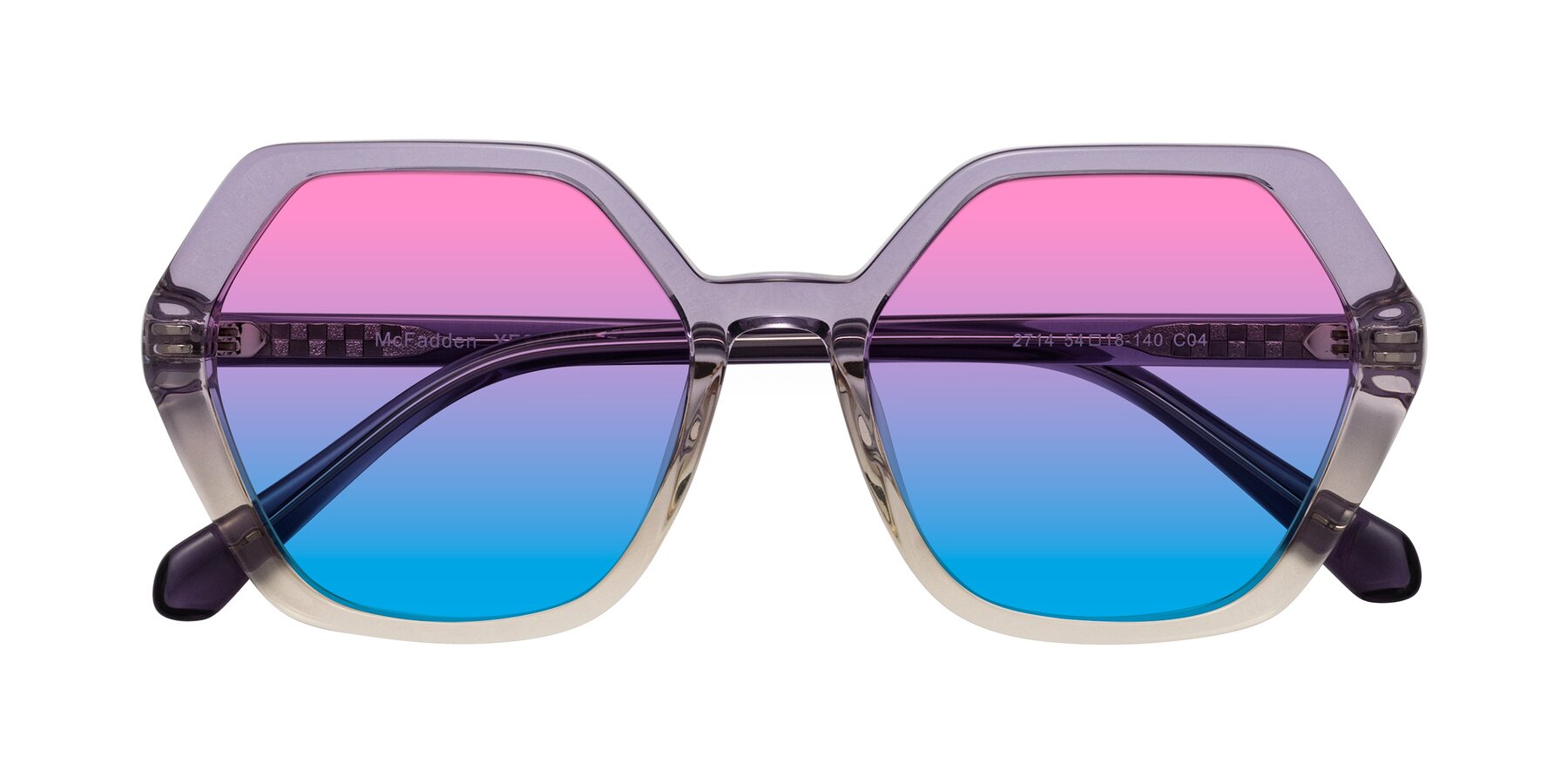 Folded Front of McFadden in Clear Purple/Champagne with Pink / Blue Gradient Lenses