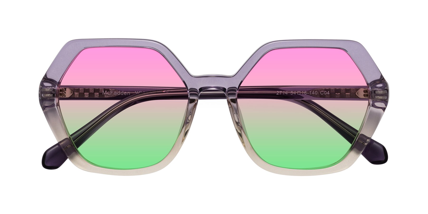 Folded Front of McFadden in Clear Purple/Champagne with Pink / Green Gradient Lenses
