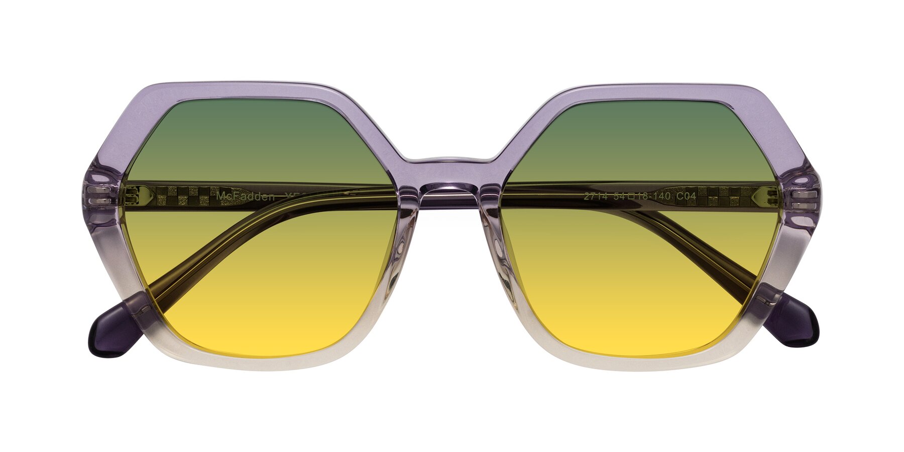 Folded Front of McFadden in Clear Purple/Champagne with Green / Yellow Gradient Lenses