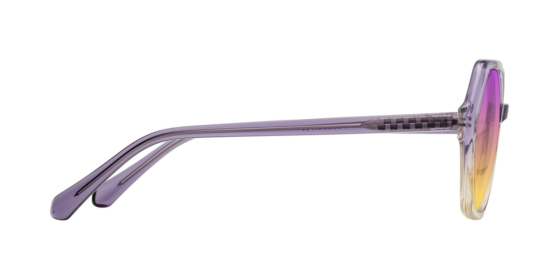 Side of McFadden in Clear Purple/Champagne with Purple / Yellow Gradient Lenses