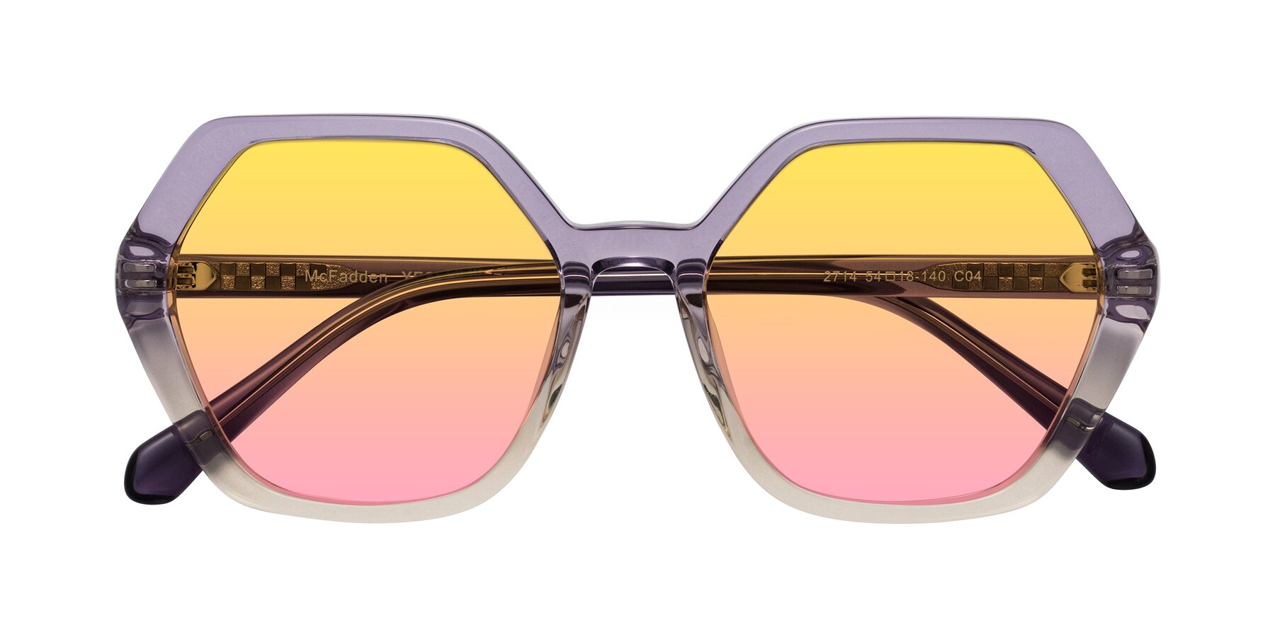 Folded Front of McFadden in Clear Purple/Champagne with Yellow / Pink Gradient Lenses