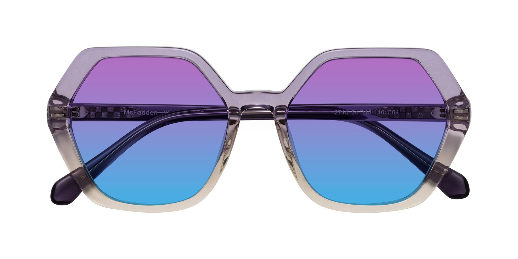 Folded Front of McFadden in Clear Purple/Champagne with Purple / Blue Gradient Lenses