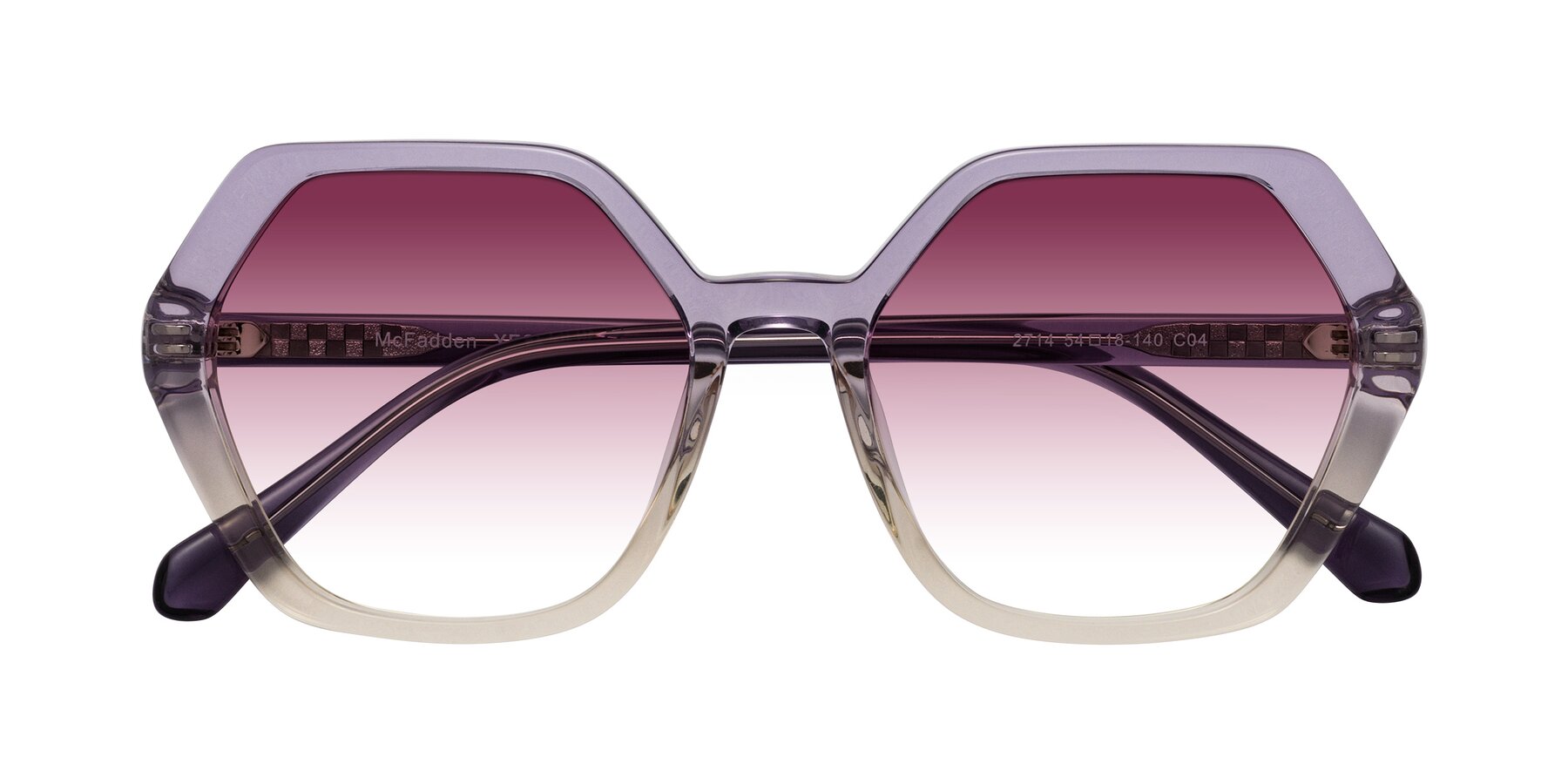 Folded Front of McFadden in Clear Purple/Champagne with Wine Gradient Lenses