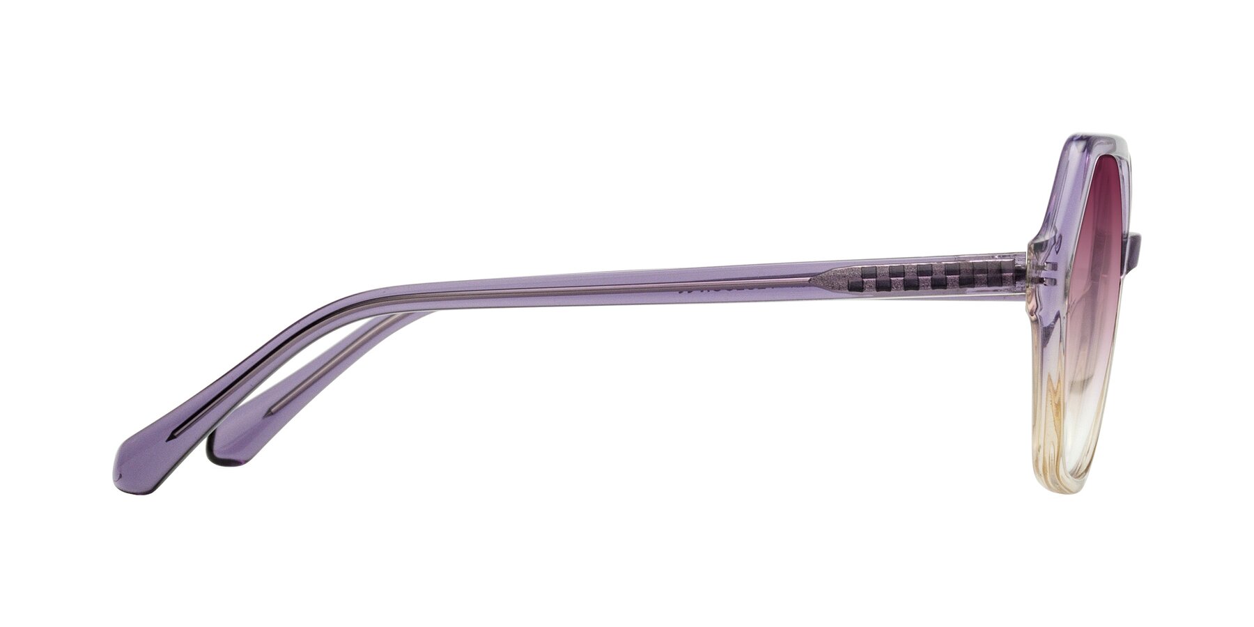 Side of McFadden in Clear Purple/Champagne with Wine Gradient Lenses