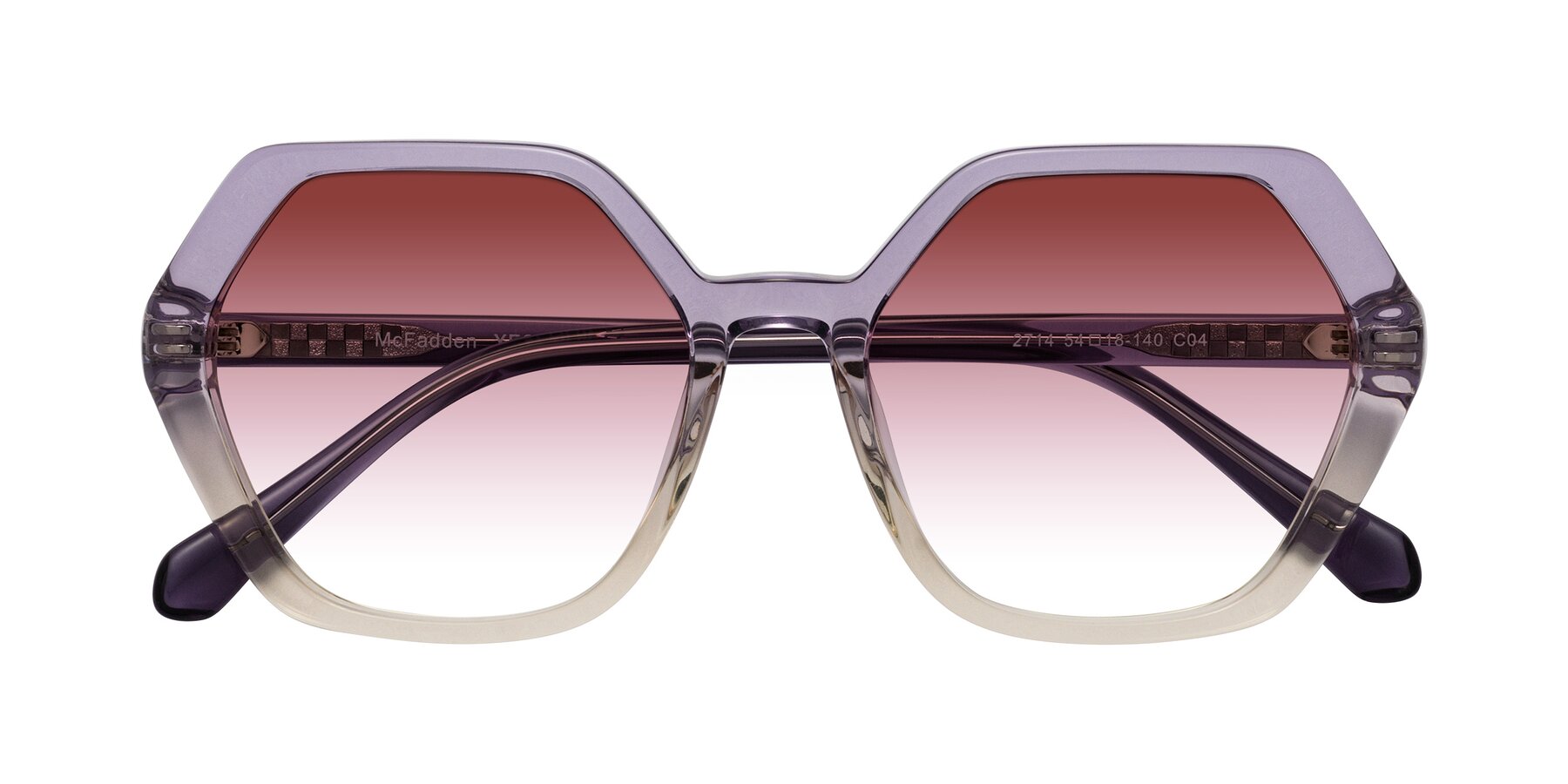 Folded Front of McFadden in Clear Purple/Champagne with Garnet Gradient Lenses