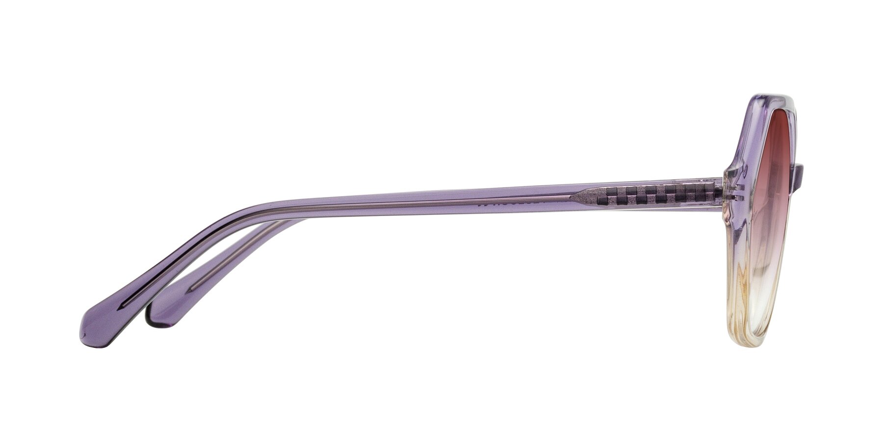 Side of McFadden in Clear Purple/Champagne with Garnet Gradient Lenses