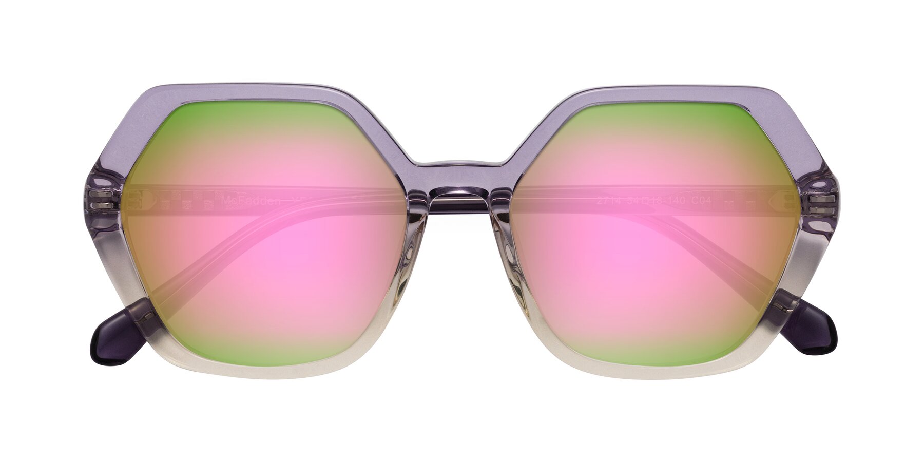 Folded Front of McFadden in Clear Purple/Champagne with Pink Mirrored Lenses