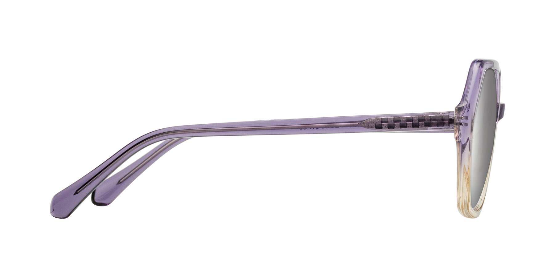 Side of McFadden in Clear Purple/Champagne with Silver Mirrored Lenses