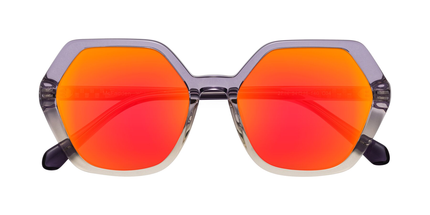 Folded Front of McFadden in Clear Purple/Champagne with Red Gold Mirrored Lenses