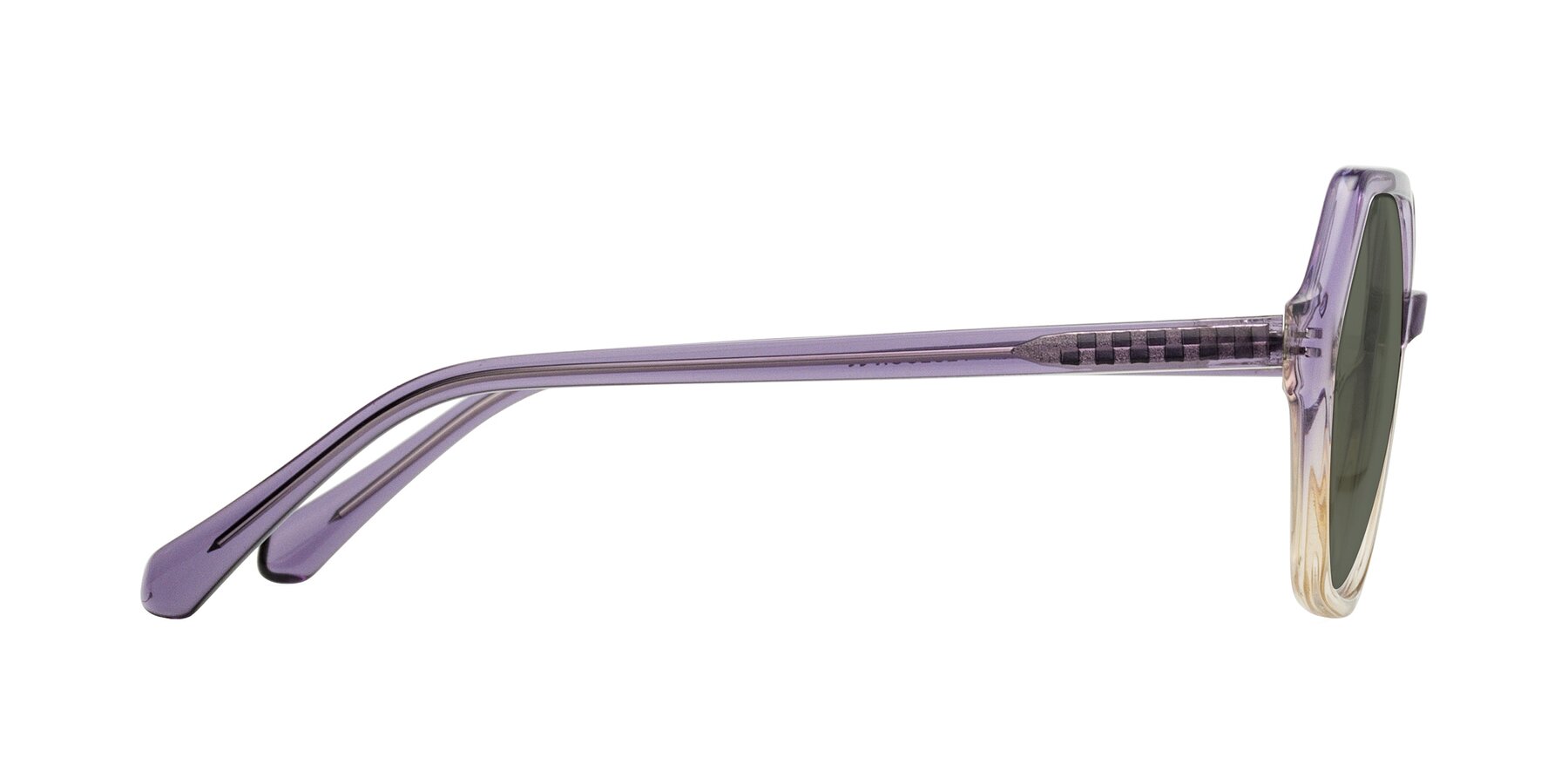 Side of McFadden in Clear Purple/Champagne with Gray Polarized Lenses