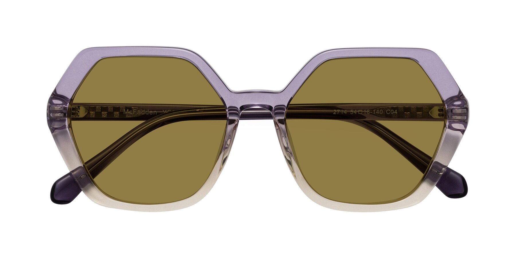 Folded Front of McFadden in Clear Purple/Champagne with Brown Polarized Lenses
