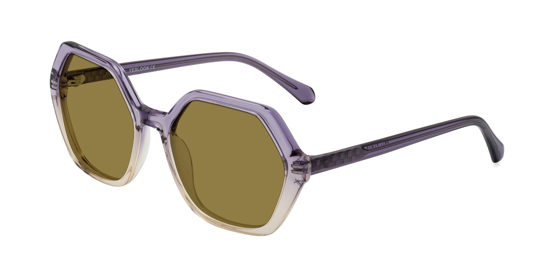Angle of McFadden in Clear Purple/Champagne with Brown Polarized Lenses