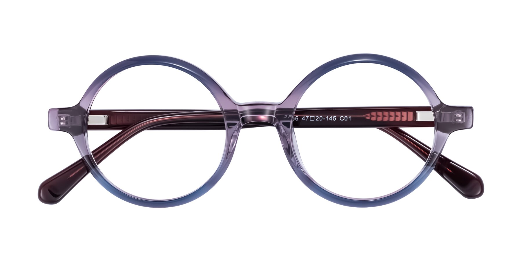 Folded Front of Serene in Faded Purple with Clear Eyeglass Lenses