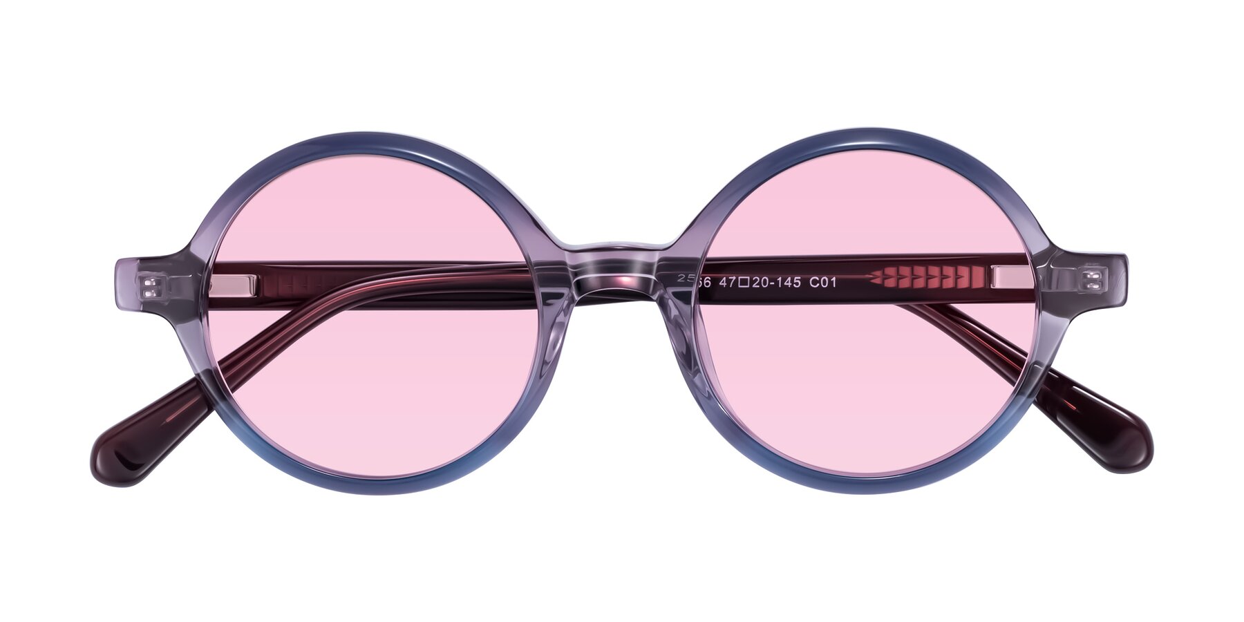 Folded Front of Serene in Faded Purple with Light Pink Tinted Lenses