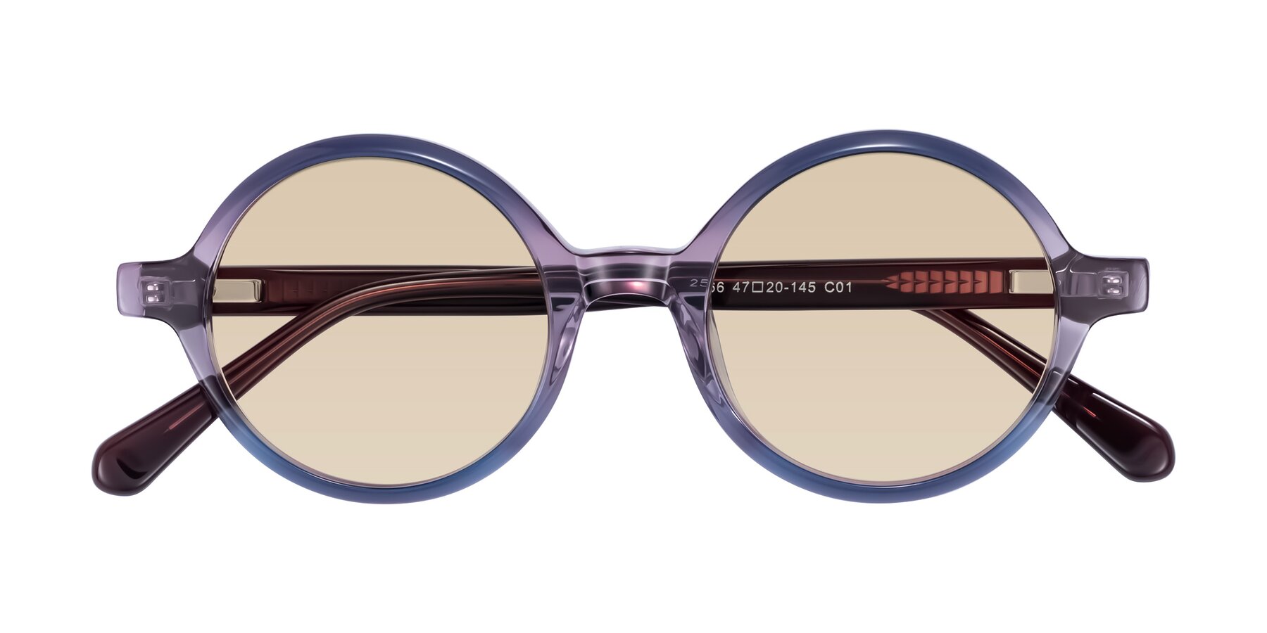 Folded Front of Serene in Faded Purple with Light Brown Tinted Lenses