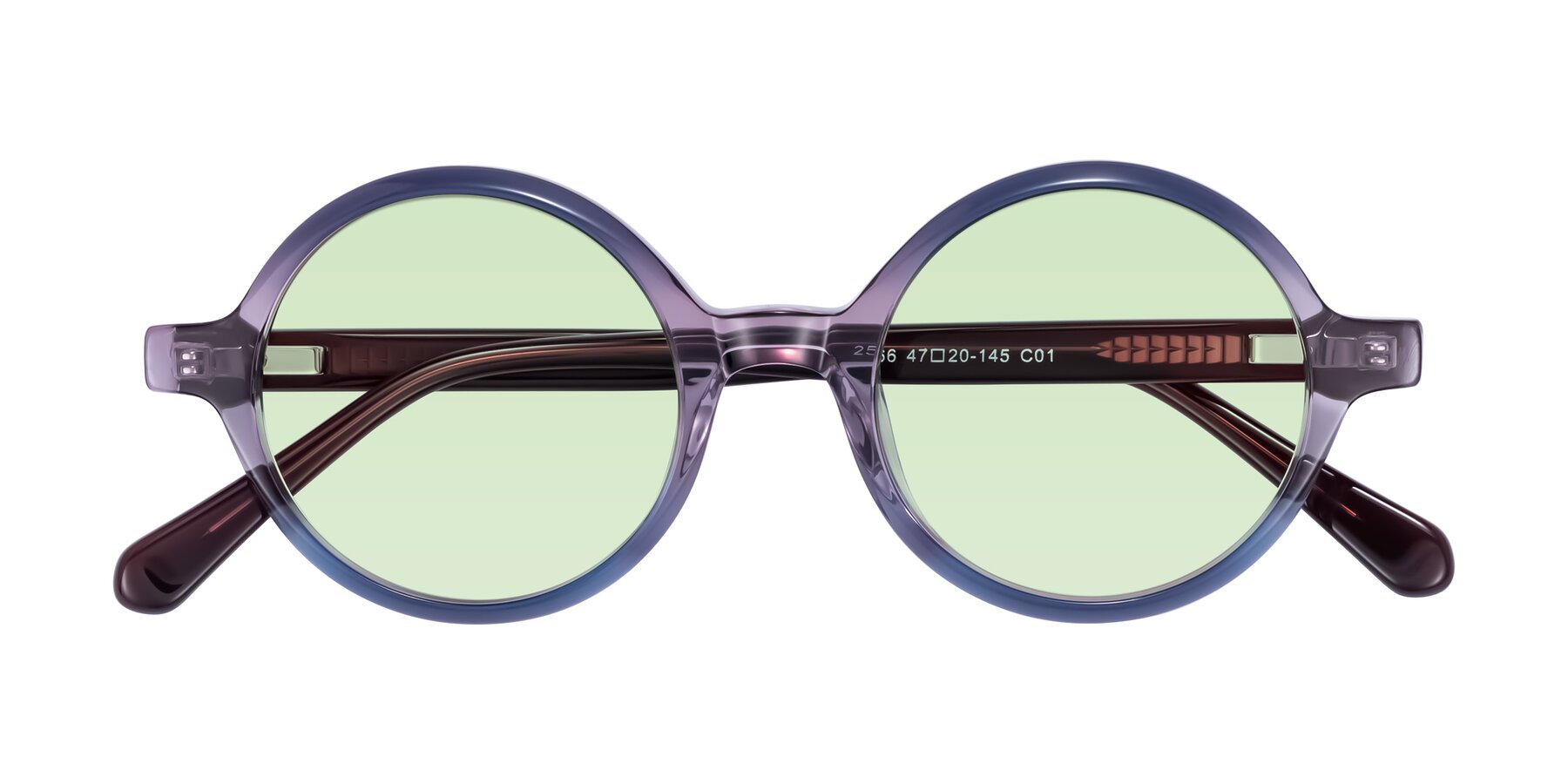 Folded Front of Serene in Faded Purple with Light Green Tinted Lenses