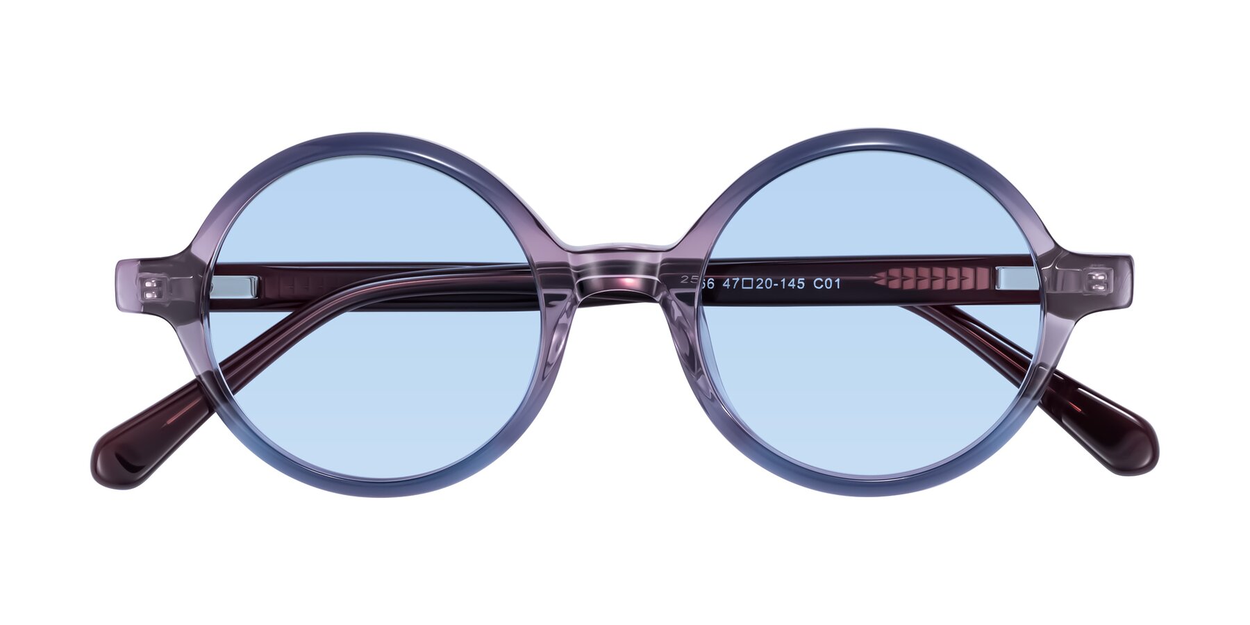 Folded Front of Serene in Faded Purple with Light Blue Tinted Lenses