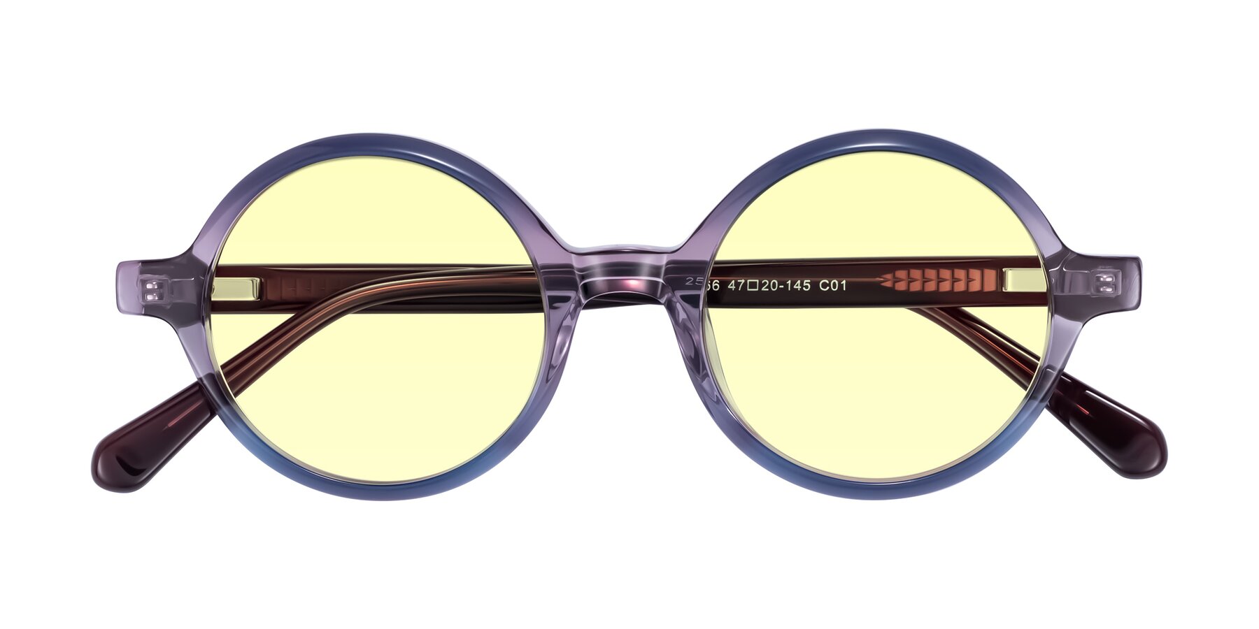 Folded Front of Serene in Faded Purple with Light Yellow Tinted Lenses