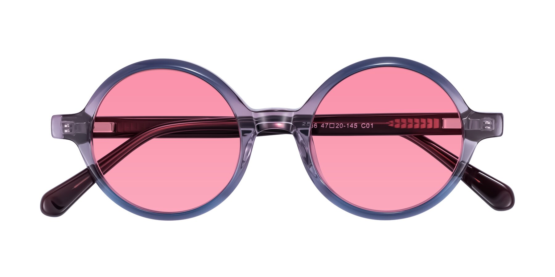 Folded Front of Serene in Faded Purple with Pink Tinted Lenses