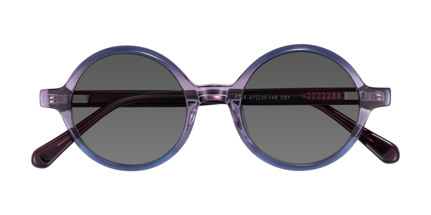 Folded Front of Serene in Faded Purple with Medium Gray Tinted Lenses