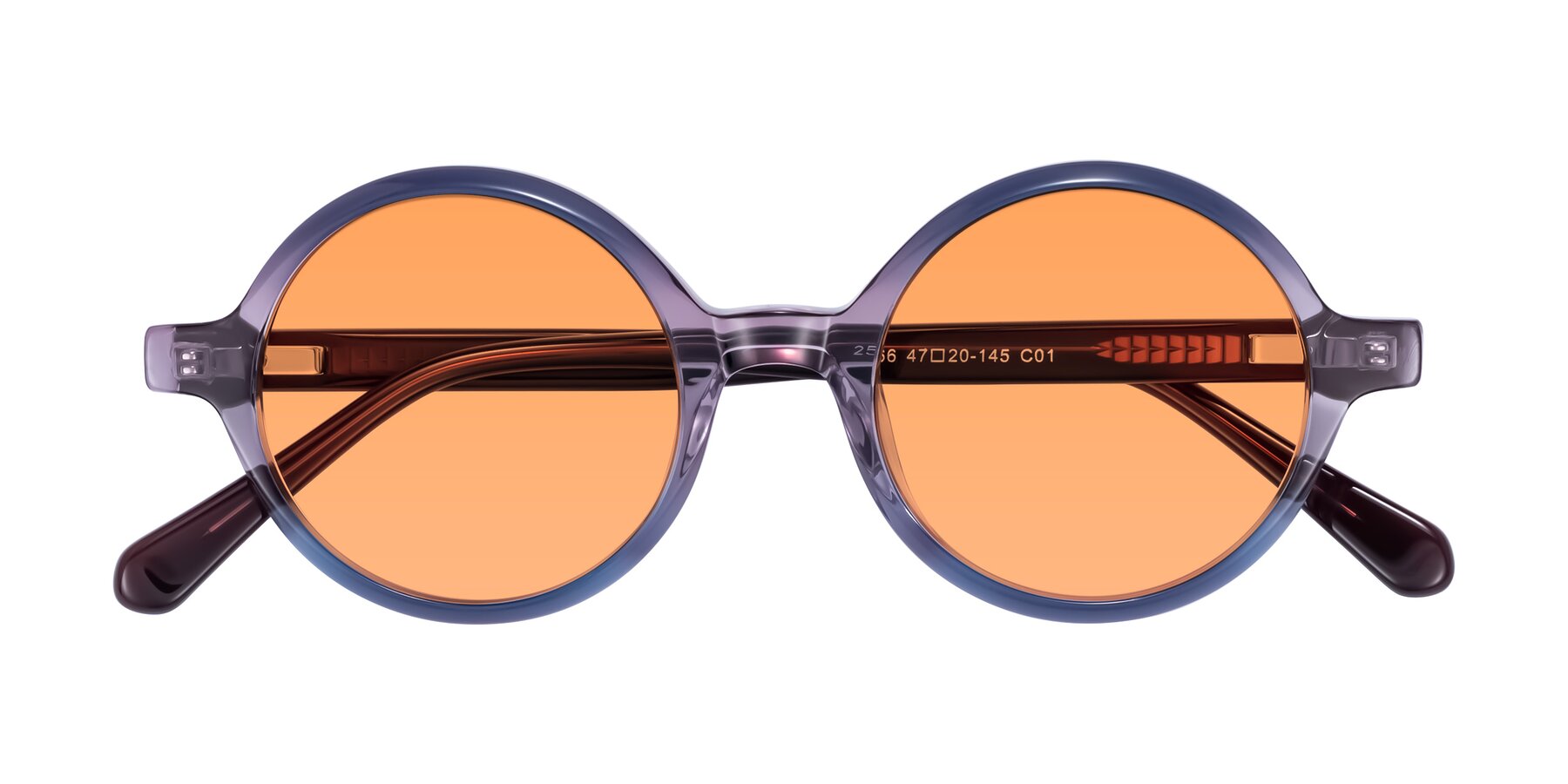 Folded Front of Serene in Faded Purple with Medium Orange Tinted Lenses
