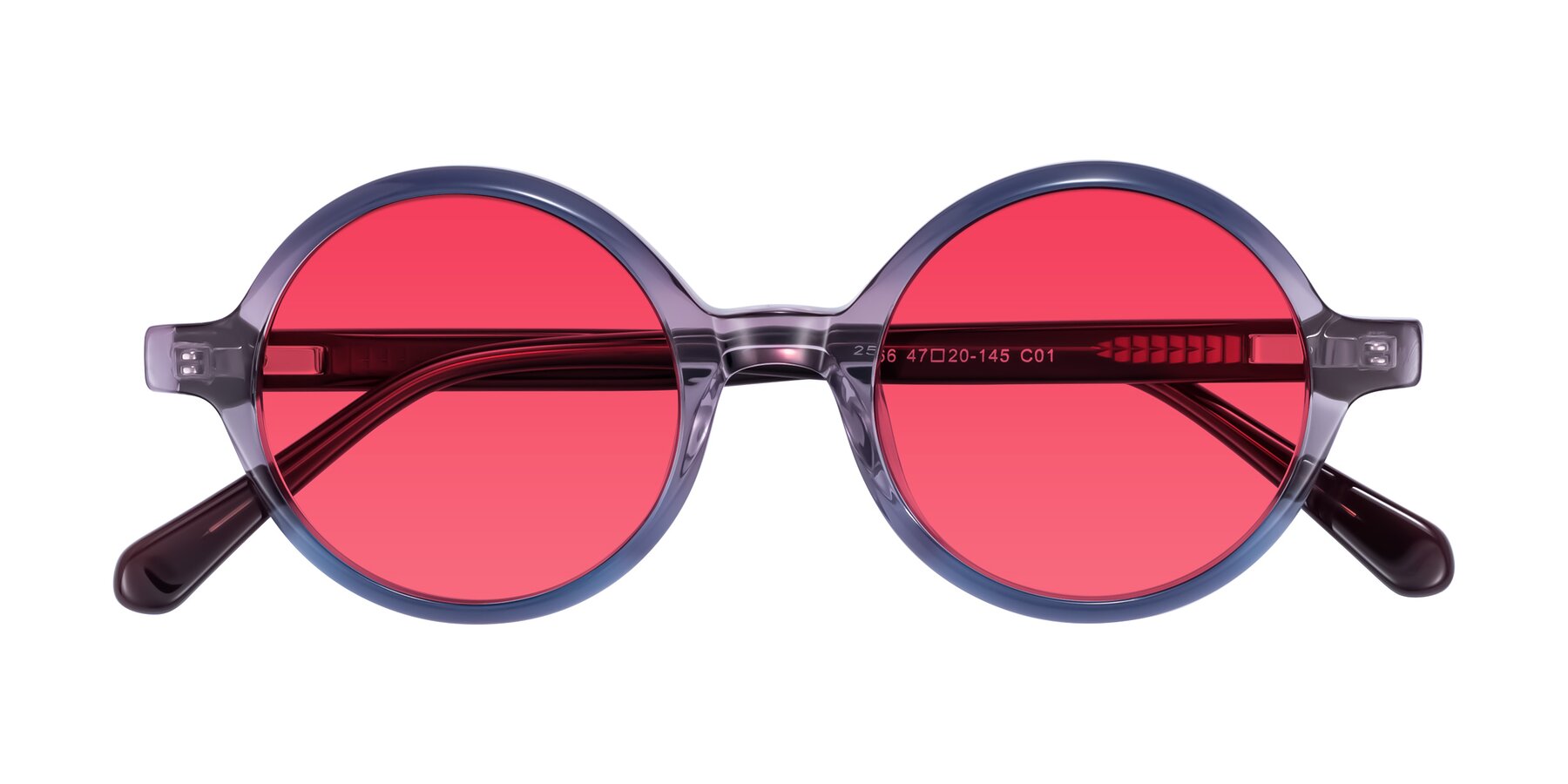 Folded Front of Serene in Faded Purple with Red Tinted Lenses