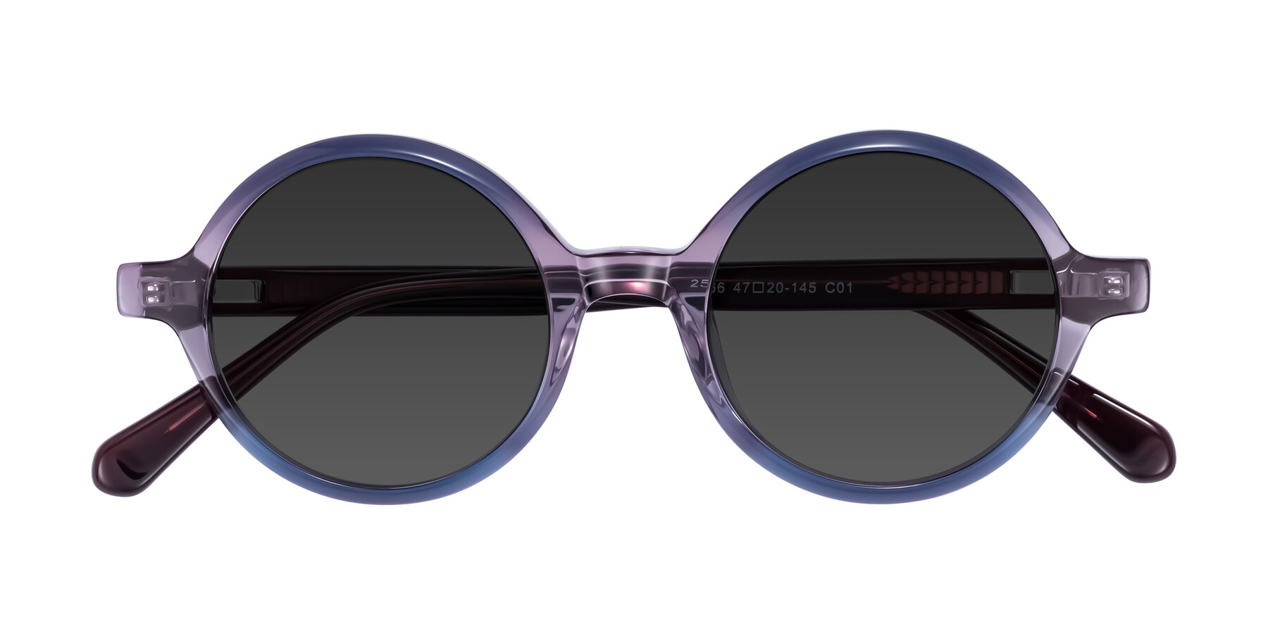Folded Front of Serene in Faded Purple with Gray Tinted Lenses